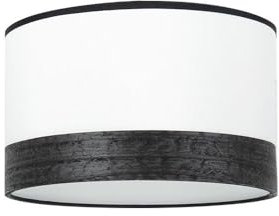 Pantalla de Pie para Salón E27 Blanca/Madera Negra, Dimensiones 40x40x20 cm, Ideal para Iluminar Espacios Modernos y Decorar Interiores.