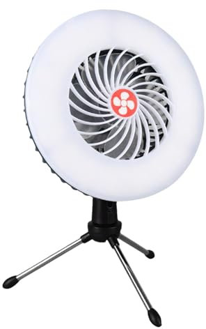 Wezalget Camping Fan with LED Light | LED Lighting USB Table Fan with Lamp | Ceiling Fan Lantern with Charging Function for Fishing, Outages, Camping Tent, RV Travel