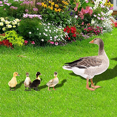 Dantazz 5PC Gartendeko Ente für Draußen Lustiger Tiere Figuren Gartenstecker Set Lebensecht Gartenente Dekorative Garten Enten Geschenk Gartenstatue, für Yard Hinterhof Rasen (Khaki#, OneSize)