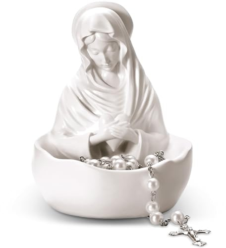 Lineshading Statue Our Lady of Grace, Jungfrau Maria, Andenken, Rosenkranzhalter, 12,7 cm, gesegnete Mutter, Statuen, Harz-Relikt, katholische Geschenke für Frauen, religiöse Heimdekoration