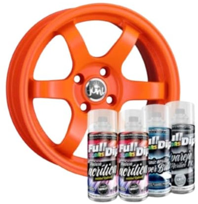 AutoFullCar - Pack de jantes - Full Colors by Full Dip - Peinture acrylique permanente - Format spray 400 ml/u. - Contient de la peinture, de la peinture et du vernis finition brillante ou mate