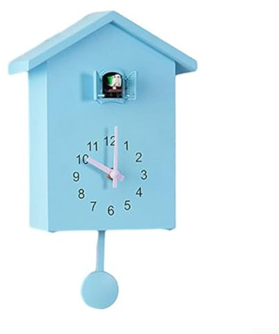 Kuckucksuhr, Vogel, Haus, Wandkunst, Wohnzimmer, Zuhause, Büro, Dekoration, ABS-Material, zeitgenössischer Stil, kreative Kuckucksuhr (blau)