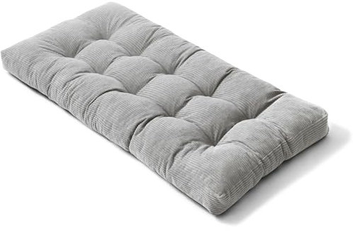 bananair - Futon für 1 Person, Bequem & Dick, Schaumfüllung - Weicher & Eleganter Breitcord Stoff - Inklusive Gurt, Praktische Klappbare Bodenmatratze (90x190 cm, Hellgrau)