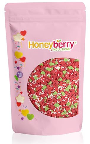 HONEYBERRY INCLUSIONS Christmas Sprinkles Mix 200g - Premium Edible Decorating Christmas Sugar Sprinkles for Baking, Cupcake and Cake Decorations, Ice Cream, Dessert and Icing Decoration Toppers