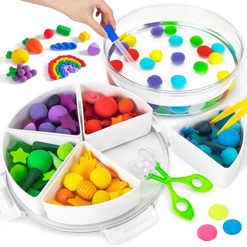 NYOBABE Sensory Toys for Autism,Sensory Bin with 5 Kinds of Fillers for Toddlers,Sensory Water and Sand Play Trays for Kids 3 4 5 6 7 8,Autism Sensory Equipment Special Needs Developmental Toys