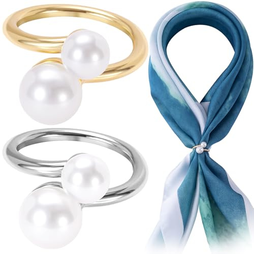 Joez Wonderful Scarf Ring Clip, Wide Band Chunky Chain Silk Scarf Buckle for Women, Shawl Clips Scarf Clasp Holder Scarves Pin for Clothing Decoration (Rose Gold, 1 Pcs), normal, Metal, no gemstone