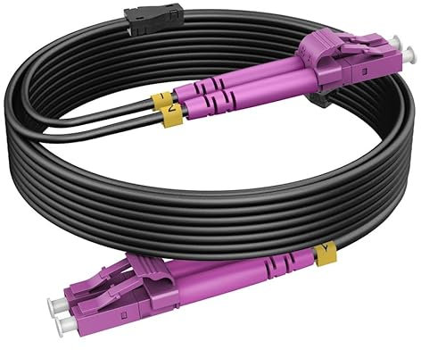 RamboCables 15m Gepanzerte Glasfaser-Kabel OM4 LC auf LC Duplex Multimode, LWL-Kabel für den Innen- und Außenbereich, 10GB 50/125um LSZH OD 3,0mm Schwarz