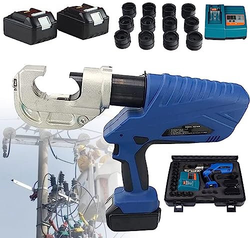 Gpxhbcb Alicates De Crimpado EléCtrico-HidráUlicos De 16-400 Mm², Crimpadora HidráUlica Alimentada por BateríA, con 13 Pares De Troqueles, Terminales, Cables Y Kits De Herramientas De Alambre
