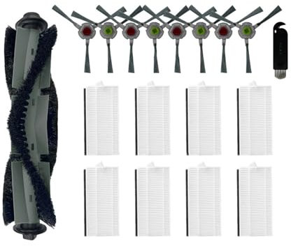 Tbrov Kompatibel mit AIRROBO P20 Roboter-Staubsauger, Hauptseitenbürste, Hepa-Filter, Zubehör, Ersatz-Ersatzteil-Befestigungssatz(Set I)