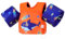 MoKo Gilet de Bain pour Enfants 22-30-50-66 lbs, Brassard de Natation avec Sangle Réglable, Gilet de Natation, Veste de Natation Flottant pour Plage Piscine, Casque d'écoute Orange Bleu Requin