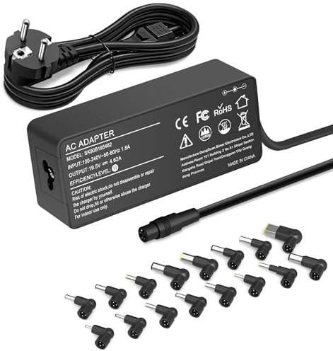 Chargeur Universel 90W pour HP, Dell, Samsung, Sony, Lenovo, Acer, ASUS, Toshiba, IBM, Fujitsu, Notebook, Ultrabook, Chromebook Ordinateurs Portables Adaptateur avec 16 Connecteurs et AC Câble