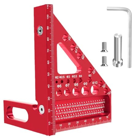 Flewdart 3D-vinkel, metallsnickare, snickarvinkel, snickarvinkel, ritverktyg, geringsvinkel 22,5/30/45/60/67/75/90 grader för snickare, ingenjörer (8 mm)