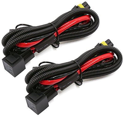 ISLWQOULE 2 Stück 7 Fuß lang H3 Auto Nebelscheinwerfer Relais Kabelbaum Kabelsatz 40A DC 24V