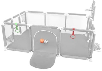 Laufgitter für Kinder mit Saugern, verbesserte Version 2025 Babygehege 300D Oxford-Gewebe, Aktivitätszentrum für Kinder, einfach zu montieren und zu reinigen-180 x 120 x 66 cm (hellgrau)