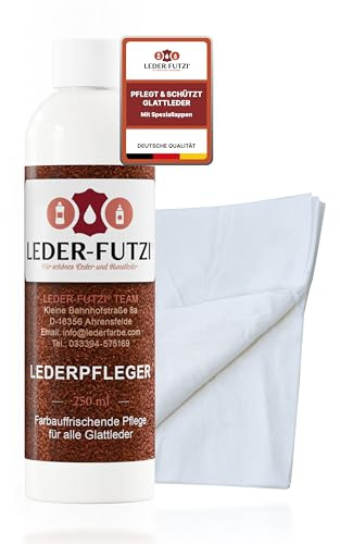 Leder-Futzi® Lederpflege 250 ml mit Tuch – Effektive Pflege für Glattleder & Longlife-Leder – Rückfettung & Schutz – Made in Germany