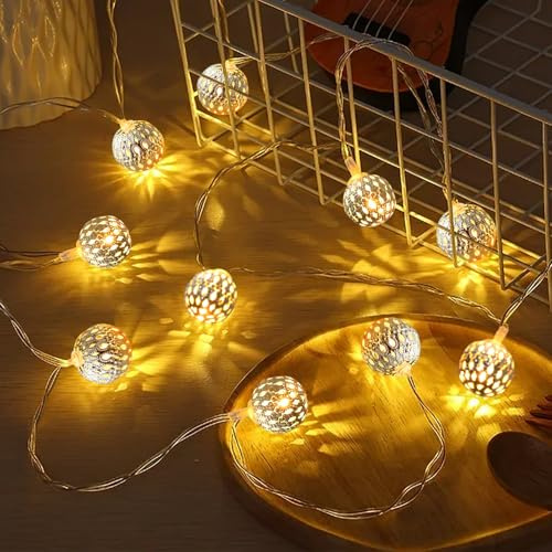 Colorich 3m 20 Led Marokkanische Lichterkette Innen, Lichterkette Batteriebetrieben Kugeln, Lichterkette Klein für Halloween Weihnachten Hochzeit Geburtstag Valentinstag Schlafzimmer Party Dekoration