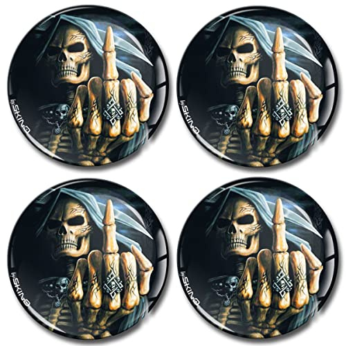 SkinoEu Aufkleber Autoaufkleber für Radkappen Nabenkappen Nabendeckel Radnabendeckel Rad-Aufkleber 75mm Totenkopf Schädel A 2575