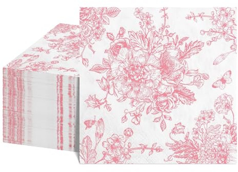 Nymora 40 Stück Servietten Blumen Rosa Servietten Vintage für Partys, Hochzeiten & Geburtstage