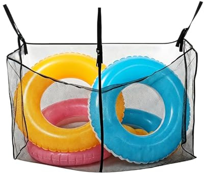 Pool Toy Storage – Large Adjustable Mesh Storage Bag for Pool Floats and Inflatables | Nylon Śtorage Net Bin for Ṕool Toys, Water Noodles, Balls, Beach Accessories and Outdoor Garden