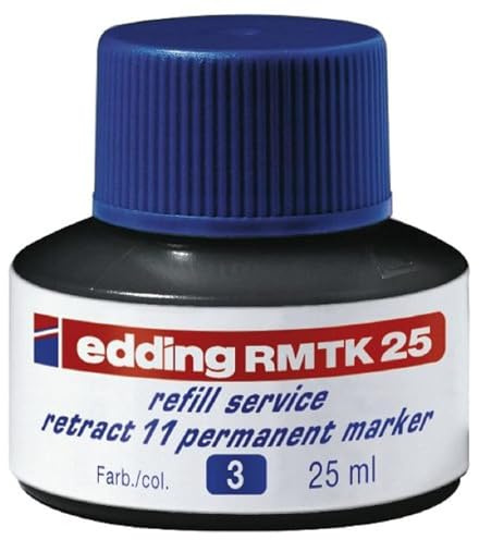 edding RMTK 25 Nachfülltinte - blau - 25 ml - mit Kapillarsystem, ideal zum sauberen und unkomplizierten Nachfüllen der edding Permanentmarker retract 11