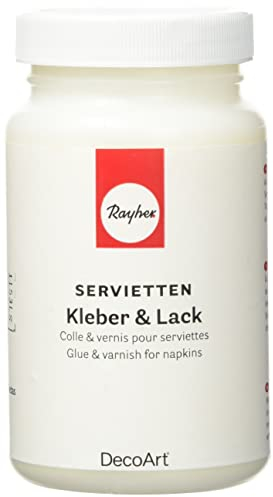 Rayher Hobby Rayher Serviettenkleber, Flasche 236 ml, auf Wasserbasis, für den Innenbereich, Serviettentechnik-Kleber, farblos, trocknet seidenmatt, 38062000, Durchsichtig