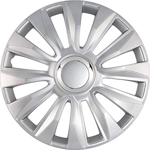 AutoStyle 4er Set Radzierblenden Avalone Pro 15-Zoll Silber + Chrom Ringe