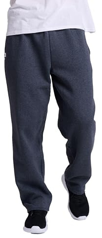 Russell Athletic Men's Dri-Power Open Bottom Fleece Pocket Pant, Black Heather, Small