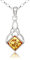 Alexander Castle Solide 925 Sterling Silber & Bernstein Keltischer Anhänger Halskette - Keltischer Schmuck für Damen mit 18 Silber Kette & Schmuck Geschenk-Box - 22mm x 12mm