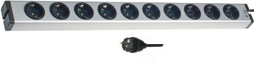ALU HiFi 10-Fach Steckdosenleiste - Massives VOLL-Aluminium-Gehäuse und Vollkupferschiene - Hi-Fi-Leiste mit 2,5mm²-Zuleitung - 0600x0010203a