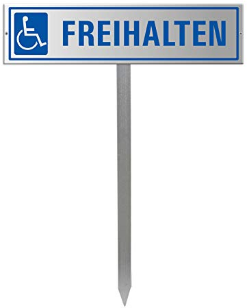 Parkplatzschild mit Einschlagpfosten bzw. Einschlagspieß und Schildhalterung plus Parkplatzschild FREIHALTEN Nr.35438