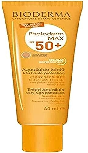 PHOTODERM MAX Aquafluide teinte dorée SPF 50+ 40ml | protection quotidienne anti-brillance | Convient à toutes les peaux mêmes mixtes à grasses