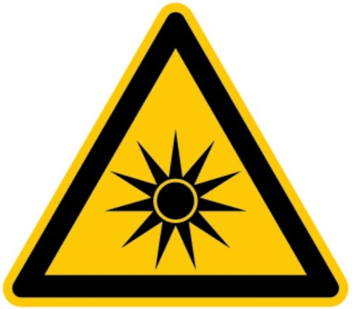 LEMAX® Aufkleber Warnschild, Warnung vor optischer Strahlung W027 DIN EN ISO 7010 Folie selbstkl. gelb/schwarz, 100mm
