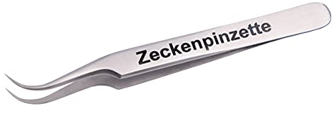 Faude Zeckenzange, Zeckenpinzette zum entfernen von Zecken jeder Größe ohne sie zu quetschen mit rund gebogen, fein spitz geschliffener Spitze, Edelstahl12,5cm