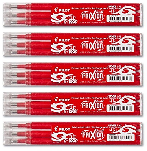 Pilot FriXion Ball Tintenroller -5 Ersatzminensets zu je 3 Stk. Rot 15 Minen