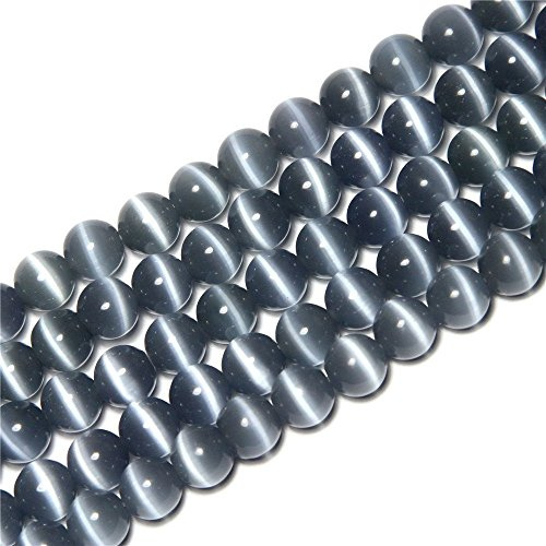 10mm Gray Cat Eye Beads Round Semi Precious Gemstone Loose Beads for Jewelry Making (38-40pcs/strand)