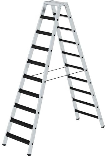 eurokraft | Stufen-Stehleiter | beidseitig | Ausführung gepolstert | 2 x 10 Stufen