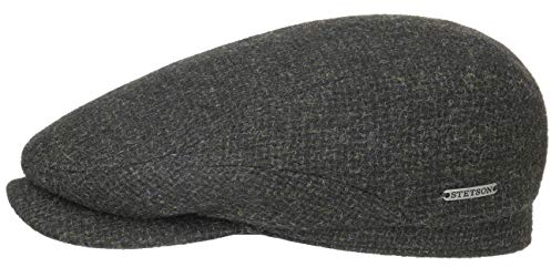 Stetson Belfast Tweed Flatcap - Schiebermütze Herren - Schirmmütze aus Wolle - Wintercap mit Baumwollinnenfutter - Wollcap Herbst/Winter - Herrenkappe Oliv 59 cm