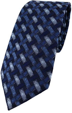 TigerTie Designer Krawatte in blau marine dunkelblau - Motiv Flechtmuster
