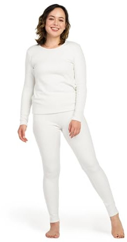 LAPASA Conjunto Ropa Termica Mujer Set Interior Camiseta Manga Larga Malla Termico Deportiva Invierno Frio Extremo Deporte Esqui Montaña Thermoflux 300 L44 XXL Blanco