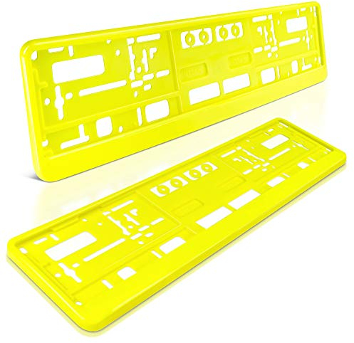 schildEVO 2 Kennzeichenhalter | NEON-GELB | Auto PKW Kfz | Nummernschildhalter | Kennzeichenverstärker | DHL-Versand