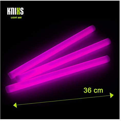 KNIXS 5er Set - Premium Monster-Knicklichter/Mega-Knicklicht 36cm lang - Extreme Leuchtkraft und Lange Leuchtdauer - Pink Leuchtend - für Party, Festival und Outdoor