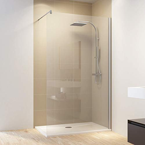 Schulte paroi de douche fixe à l’italienne 140 x 200 cm, profilé aspect chromé, montage gauche droite, verre de sécurité transparent 8 mm, plage de réglage 138.5-140.5 cm sur receveur