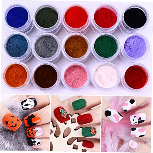 1pc 10ml Frauen Samt Beflockung Puder-Nagel-Kunst-Polnisch-Fingernagel Maniküre Werkzeuge zufällige Farbe