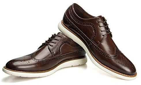JITAI Men Oxfords Shoes Zapatos de Vestir Casuales para Hombres Zapatos de Moda Ligeros con Cordones, Marrón-07, 45 EU (12 UK)