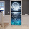 A.Monamour Türtapete Selbstklebend Türfolie Türposter 3D Vollmond Am Bewölkten Nacht Himmel Des Blauen Ozean Meeres Vinyl Folie Türdeko Tapete Wandbild Türaufkleber Türtattoo 77 x 200 cm