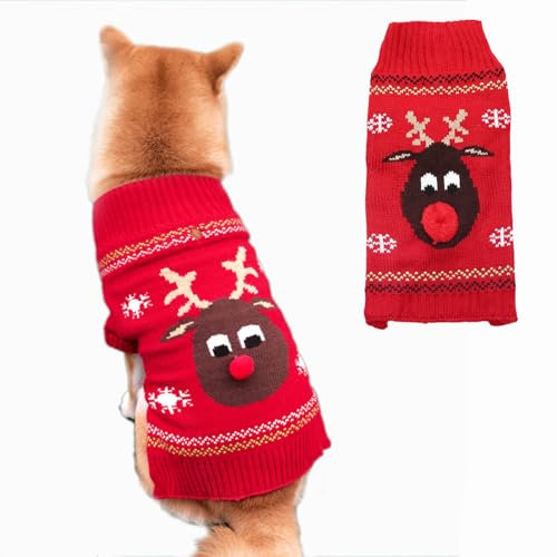 PETCARE Hundepullover Weihnachten Hund Rollkragenpullover Weihnachten Muster Strickwaren warme Haustier Pullover für Hundewelpen Party Puppy Geschenk für Hund