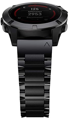 HQEUZ 26mm Titan Armband für Fenix 7X/6X/5X Verstellbares Metall Armband Quick Fit Kompatibel mit Garmin Enduro/Fenix 7X/Fenix 6X Pro/Fenix 6X Sapphire/Fenix 5X Plus/Fenix 3/Fenix 3HR, Schwarz+Matt
