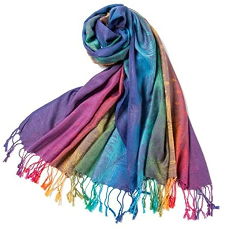 UKKO Schal Damen Schal Mode Schal Farbe Pfau Feather Schal Bequem Leichte Schal Reisen Regenbogen Farbe-Purple