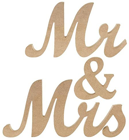 Duories Mr & Mrs Buchstaben aus Holz,Aufsteller Holz Mr & Mrs Zeichen Buchstaben Schriftzug Buchstabenschmücken für Hochzeitsdekorationen Hochzeitsfotos Tischdeko Geschenk-Dekor,Höhe 15cm,Holzfarbe