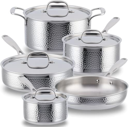 Premium Stainless Steel 9 Piece Cookware Set (Oven and Dishwasher Safe)